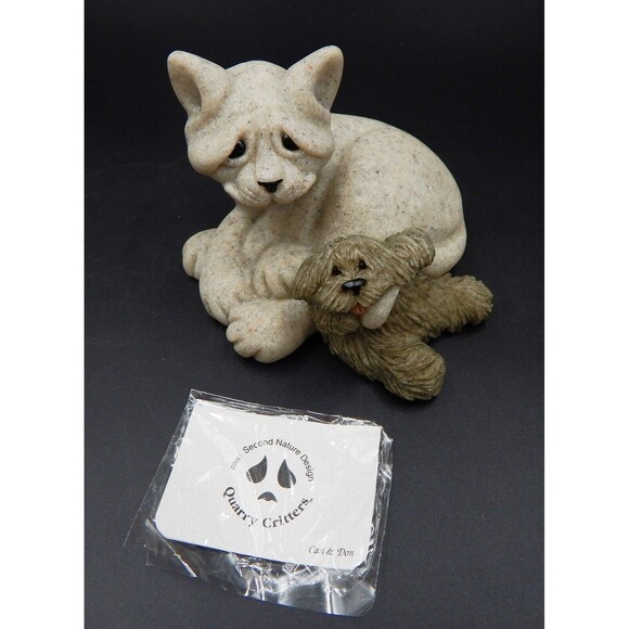 Quarry Critters Cari & Don Cat Puppy Dog Second Nature Design 2001 No 46482 - Picture 7 of 9
